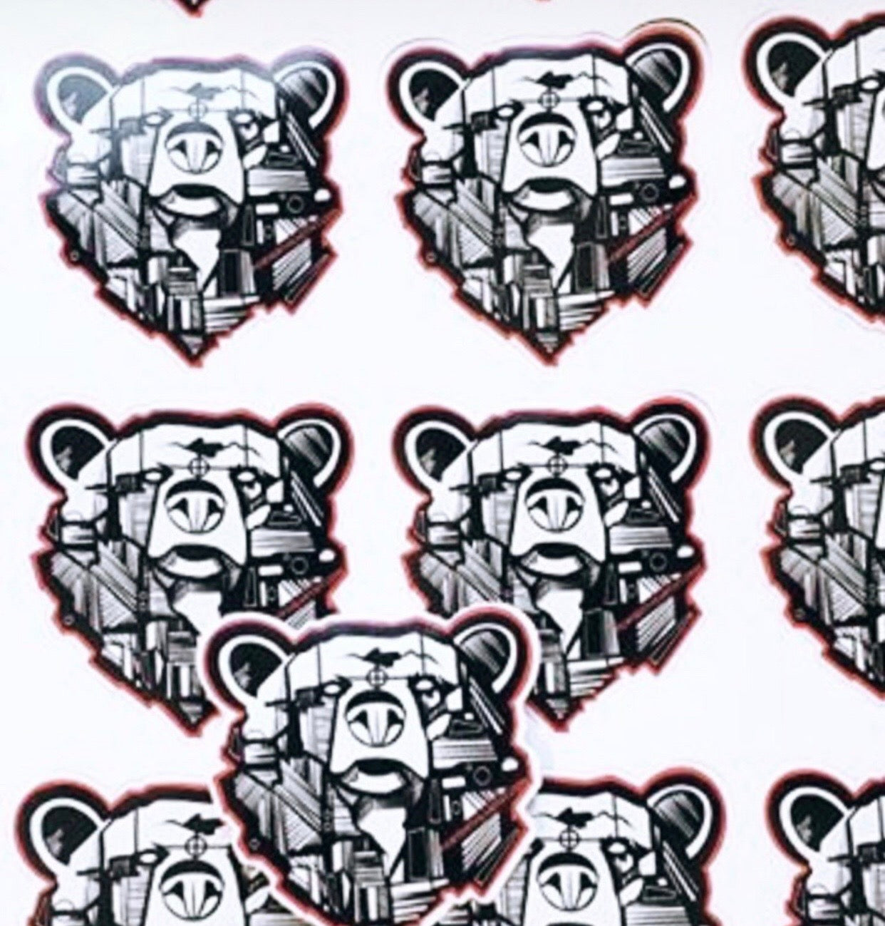 Sticker, Red/White/Black Bear
