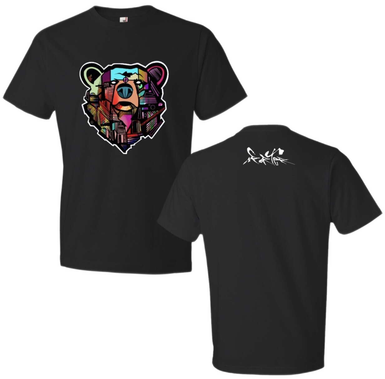 Black T-Shirt, Colorful Bear