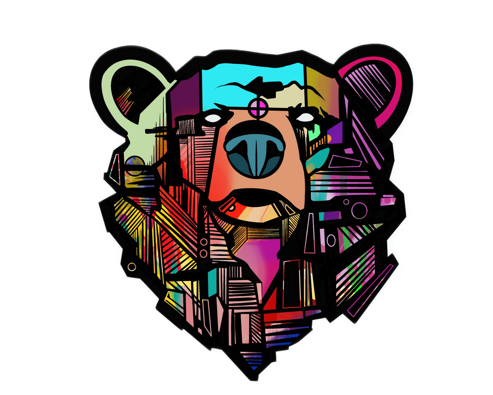 Sticker, Colorful Bear