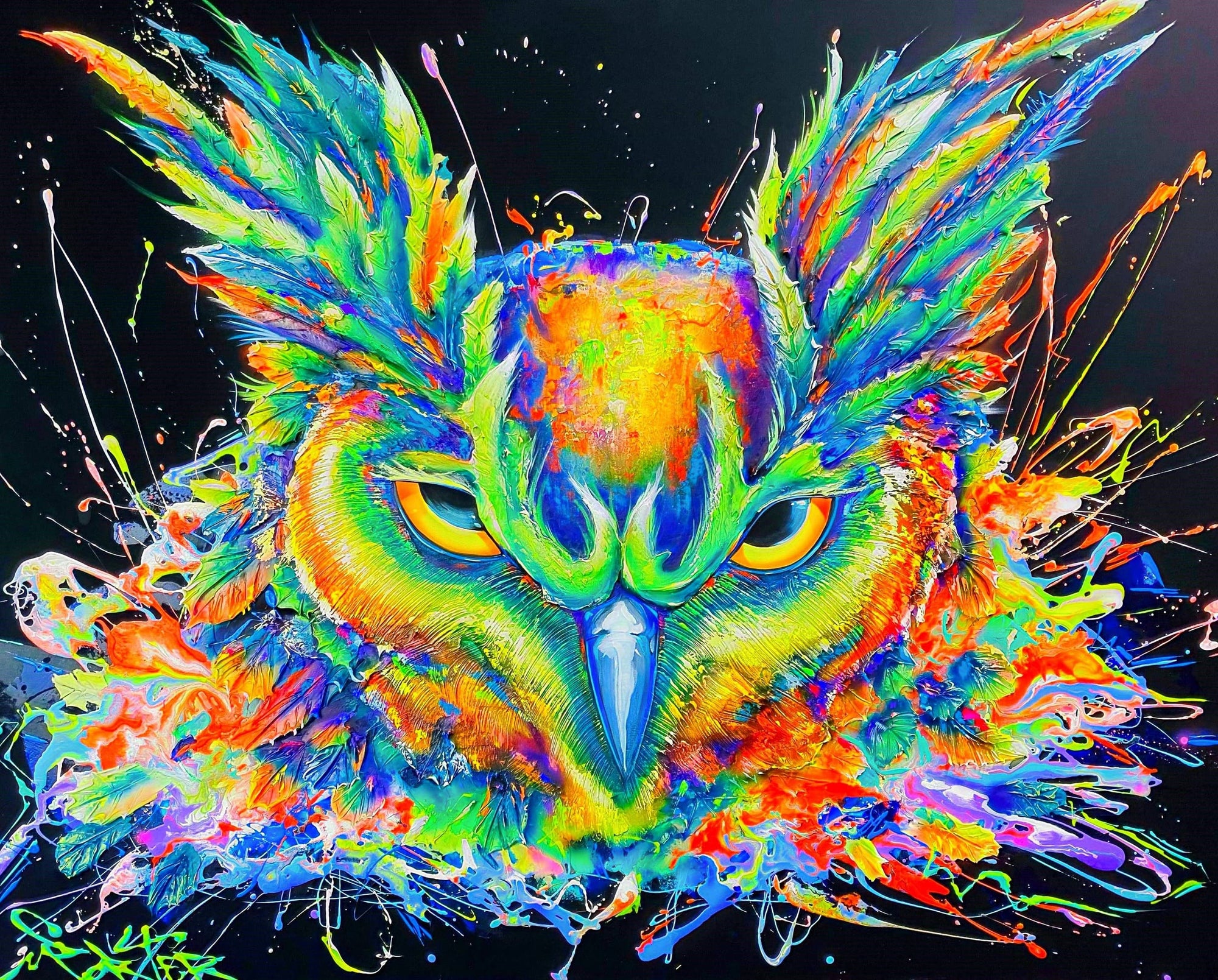Porter The Artist Colorful Owl Painting